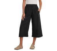 Les umes Damen Palazzo Hose Weite Hose Sommer Hohe Taille Culotte Hose Locker Sommerhose mit Tasche Freizeithose Damen elegant Schwarz S