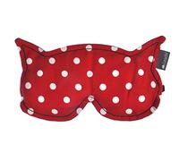 Leschi SCHLAFMASKE lichtdicht für erholsamen Schlaf / Augenmaske mit Kühlkissen / Schlafbrille kühlend und wärmend, aus Baumwolle / Reisegeschenk für Frauen, Kinder, Mädchen / Katze Luna, rot