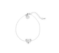 Leslii Damen-Armband Stainless platiniert Herz-Armband Edelstahl Strass Glitzer (Silber Strass)
