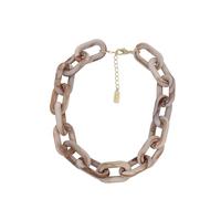 Leslii Damen Halskette XXL Gliederkette Statement grobe Glieder Collier kurze Kette (Beige)