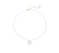 Leslii Damen-Kette Herz-Anhänger kurze Halskette Collier Heart Schmuck (Edelstahl Glitzer Gold)