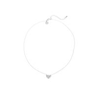 Leslii Damen-Kette Herz-Anhänger kurze Halskette Collier Heart Schmuck (Edelstahl Strass Silber)