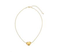 Leslii Damen-Kette Herz-Anhänger kurze Halskette Collier Heart Schmuck (Glanz Gold)