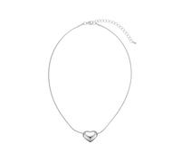 Leslii Damen-Kette Herz-Anhänger kurze Halskette Collier Heart Schmuck (Glanz Silber)