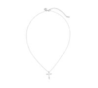 Leslii Damen-Kette Kreuz-Anhänger Kreuzkette Halskette Glitzer Strass-Collier Glaube (Kurze Kette Silber Strass)