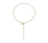 Leslii Damen-Kette kurze Halskette Glieder-Kette Y-Form Perle (Gold)