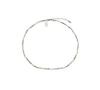 Leslii Damen-Kette Kurze Halskette Natursteine Stein-Schmuck Halsschmuck Collier Beige Braun