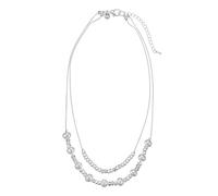 Leslii Damen-Kette Kurze Layering-Kette Pearls weiße Perlen-Kette Silberne Modeschmuck-Kette Silber