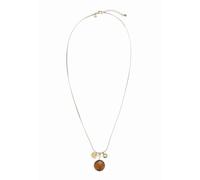 Leslii Damen-Kette Lange Halskette Stein-Anhänger Stein-Schmuck Gold Braun