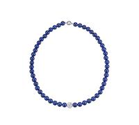 Leslii Damen-Kette Perlen-Collier kurze Perlen-Kette Glitzer Strass-Kugel Magnet-Verschluss (Blau)