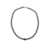 Leslii Damen-Kette Perlen-Collier kurze Perlen-Kette Glitzer Strass-Kugel Magnet-Verschluss (Grau)