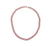 Leslii Damen-Kette Perlen-Collier kurze Perlen-Kette Glitzer Strass-Kugel Magnet-Verschluss (Pink)