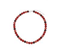 Leslii Damen-Kette Reflective Pearl kurze Perlen-Kette Magic 3D-Effekt Ø 10mm Collier (Rot Multi)