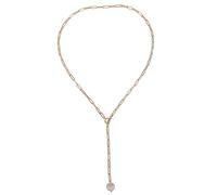 Leslii Damen-Kette Y-Kette weiße Perle Glieder-Kette kurze Halskette Glanz Modeschmuck-Kette in Gold