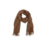 Leslii Damen-Schal Uni einfarbiger Schal weicher Fransen-Schal Accessoire (braun)