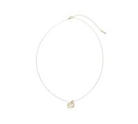 Leslii Edelstahl Herz-Kette Herz-Anhänger kurze Halskette Heart Schmuck wasserfest (Strass Duo Gold)