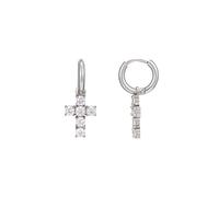 Leslii Kreuz-Ohrringe Strass Edelstahl Stainless Steel 14Karat vergoldet oder silber wasserfest Unisex Creolen (Silber)