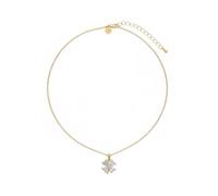 Leslii Kurze Halskette Glitzer Kleeblatt-Kette Glücksbringer Edelstahl (Gold)