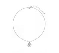 Leslii Kurze Halskette Glitzer Kleeblatt-Kette Glücksbringer Edelstahl (Silber) Glücksklee