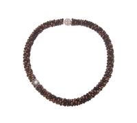 Leslii Kurze Halskette Klara Kristallkorn Collier Glasperlen-Kette Kristalle Halschmuck Magnet-Verschluss (Schwarz-Braun)