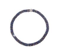 Leslii Kurze Halskette Klara Kristallkorn Collier Glasperlen-Kette Kristalle Halschmuck Magnet-Verschluss (Dunkelblau)