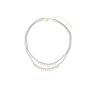 Leslii Kurze Halskette mit Glasperlen, Layering-Kette, Moderner Stil, passendes Armband 3er-Set, Damen-Schmuck (Taupe Kette)
