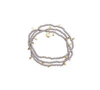Leslii Kurze Halskette mit Glasperlen, Layering-Kette, Moderner Stil, passendes Armband 3er-Set, Damen-Schmuck (Taupe Armband)
