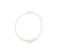 Leslii Kurze Halskette mit Glasperlen, Layering-Kette, Moderner Stil, passendes Armband 3er-Set, Damen-Schmuck (Beige Kette)