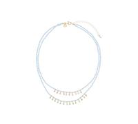 Leslii Kurze Halskette mit Glasperlen, Layering-Kette, Moderner Stil, passendes Armband 3er-Set, Damen-Schmuck (Blau Kette)