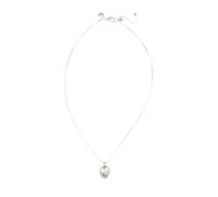 Leslii Kurze Halskette Oval Glas-Stein Stein-Kette Collier Statement Stone (silber)