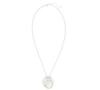 Leslii Lange Halskette Damen runder Anhänger Strass Glitzer Gold oder Silber (Silber)