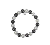 Leslii Reflective Pearls Perlen-Armband Magic 3D-Effekt (schwarz-weiß Ø 12mm)