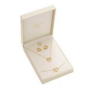 Leslii Schmuckset mit Herz Motiv, Ohrringe, Armband und Halskette, Verpackt in edler Box Edelstahl wasserfest (Gold)