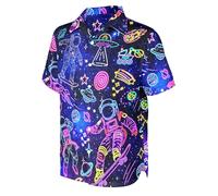 LESOCUSTOM Funky Hawaii-Hemden für Herren, Rave-Party, tropische Freizeitkleidung