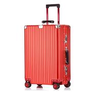 lesulety Alles Aluminium Hartschalen-Koffer Mittelgroßer Reisekoffer 24 Zoll Metallkoffer Handgepäck Reisezubehör ohne Reißverschluss mit 2 TSA-Kombinationsschlössern,Rot,20 inch Cabin