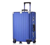 lesulety Alles Aluminium Hartschalen-Koffer Mittelgroßer Reisekoffer 24 Zoll Metallkoffer Handgepäck Reisezubehör ohne Reißverschluss mit 2 TSA-Kombinationsschlössern,Blau,26 inch Cheked