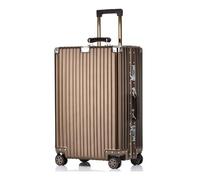 lesulety Alles Aluminium Hartschalen-Koffer Mittelgroßer Reisekoffer 24 Zoll Metallkoffer Handgepäck Reisezubehör ohne Reißverschluss mit 2 TSA-Kombinationsschlössern,Kaffee,20 inch Cabin