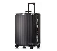 lesulety Alles Aluminium Hartschalen-Koffer Mittelgroßer Reisekoffer 24 Zoll Metallkoffer Handgepäck Reisezubehör ohne Reißverschluss mit 2 TSA-Kombinationsschlössern,Schwarz,26 inch Cheked