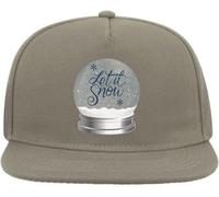Let It Snow Crystal Ball Graphic Snapback Flat Visor Cotton Blend Cap Gray