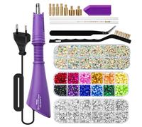 LetCart Hotfix Strass Applikator Werkzeug Set, Strasssteine Applikator Set Mit 7 Applikatorspitzen & Hotfix Strasssteine Glitzersteine für Kleidung Schuhe Hüte Stoff Kunst Kunsthandwerk (Violett)