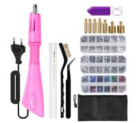 LetCart Hotfix Strass Applikator Werkzeug Set, Strasssteine Applikator Set Mit 7 Applikatorspitzen & Hotfix Strasssteine Glitzersteine für Kleidung Schuhe Hüte Stoff Kunst Kunsthandwerk (Rose)
