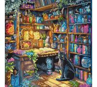 Letistitch Kreuzstich Stickpackung "Zauberhafte Bibliothek", Zählmuster, 29x29cm