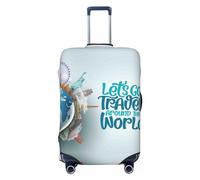 Let's go Travel Around the World Reisegepäckhüllen - elastische Kofferabdeckungen für Gepäck 45,7 - 81,3 cm, Schwarz, Medium