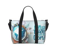 Let's go Travel Around the World Reisetaschen aus Segeltuch für die Nacht, Wochenendtaschen für Frauen, Reisetasche, Reiseutensilien, Reisetasche