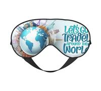 Let's go Travel Around The World Schlafmaske, Augenmasken zum Schlafen, doppelseitig, Schlafmasken für Damen und Herren, Verdunkelungs-Augenabdeckungen zum Schlafen, Reisen
