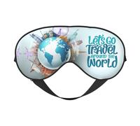 Let's go Travel Around The World Schlafmaske, Augenmasken zum Schlafen, doppelseitig, Schlafmasken für Damen und Herren, Verdunkelungs-Augenabdeckungen zum Schlafen, Reisen