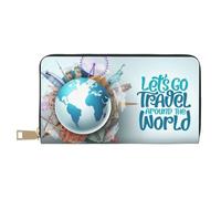 Let's go Travel Around the World Wallet Women Leather Bifold Multi Card Wallet Women Wallets Long Purse