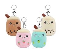 LETTERASHQP 4 Stück Bubble Tea Kuscheltier Schlüsselanhänger,Bubble Tea Plüschtier, Kleine Bubble Tea Kuscheltier für Kinders Geburtstag Gastgeschenke