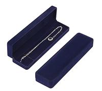 LETURE 2 Stück lange Samt-Schmuckketten-Geschenkbox-Set, Armband-Aufbewahrungsbox, Schmuck-Display-Box für Hochzeit, Verlobung, Antrag, Geburtstag und Jahrestag (blau)