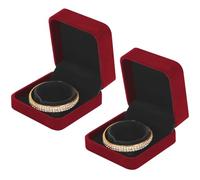 LETURE 2 Stück Samt-Armband-Boxen für Schmuckgeschenk, klassische Schmuckschatulle, Organizer für Hochzeit, Verlobung, Antrag, Geburtstag und Jahrestag (rot)